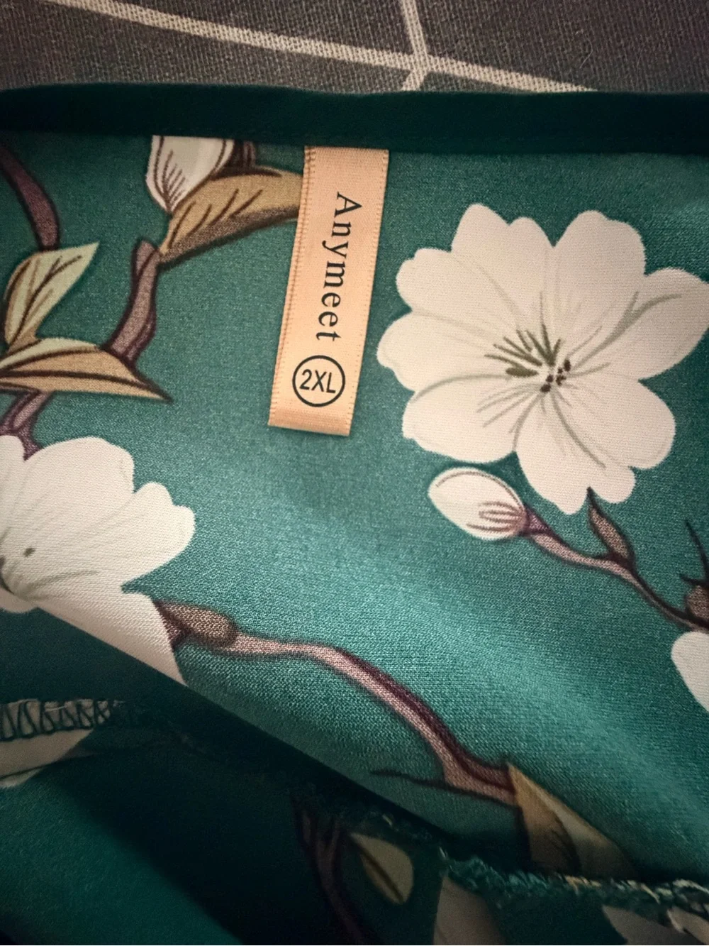 Green Floral V-Neck Flutter Sleeve Blouse